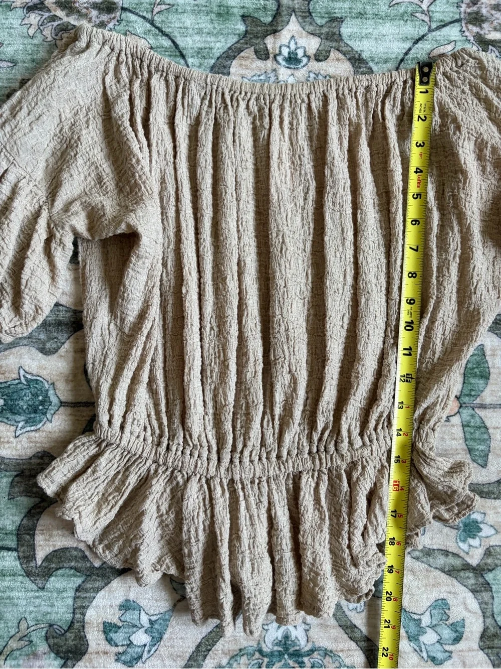 Free People Beige Off Shoulder Peplum Blouse Size XS